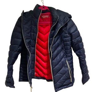 Michael Kors Puffer Down Packable Dark Blue Red Lining Jacket Size Medium